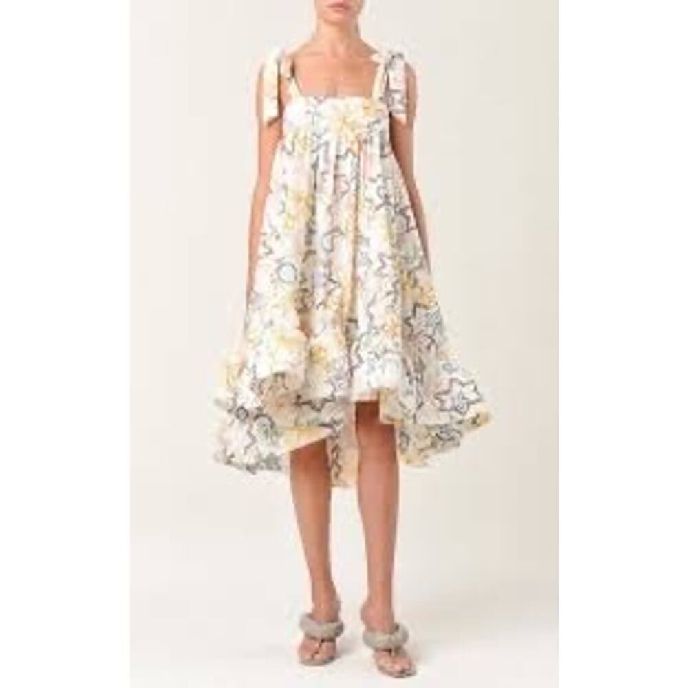 Silvia Tcherassi Calantha slip on Dress Size M Floral Cotton Shift Ruffle Hem